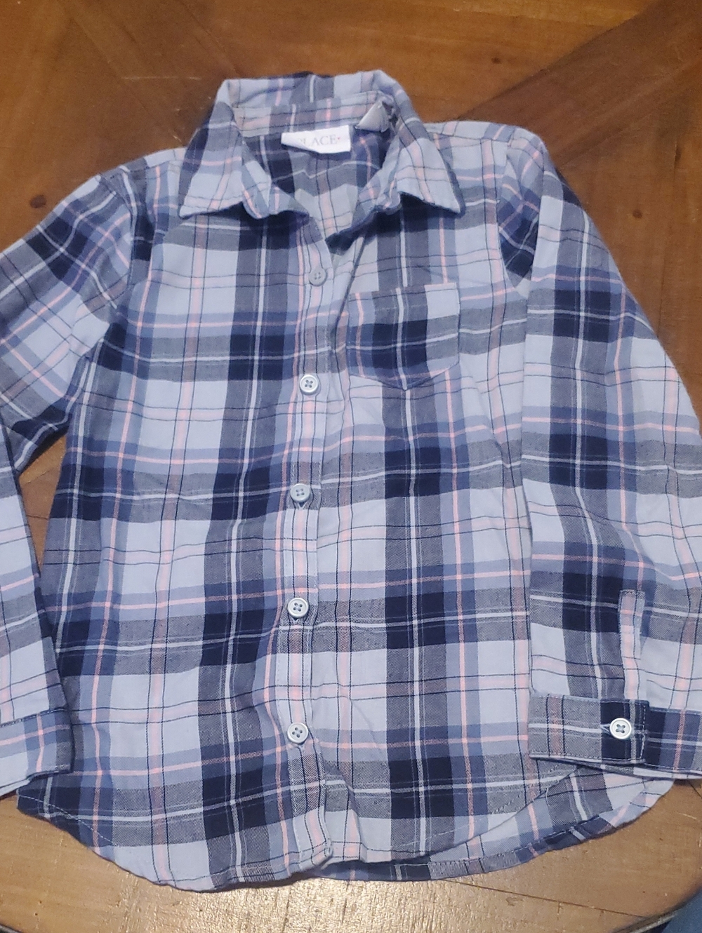 Place Plaid Button-Down Shirt in Navy, Light Pink & Gray